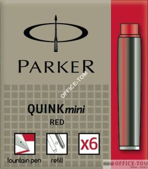 Naboje PARKER atramnetowe Mini (6 Szt.) Czerwony
