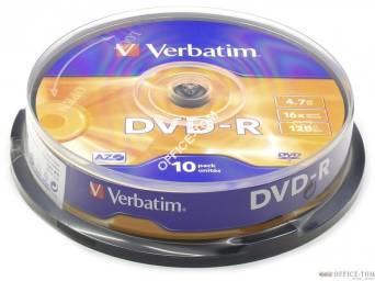Płyta VERBATIM DVD-R cake box 10 4.7GB 16x Matt Silver