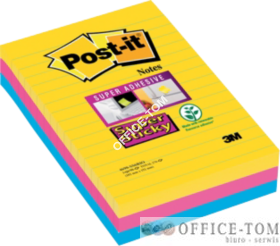 Karteczki samoprzylepne Post-it® Super Sticky w linie, paleta Rio de Janeiro, 101x152mm , 3x90 kartek 70005271971