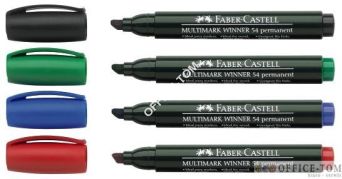 Marker 54 permanentny  ZIELONY końcówka ścięta opakowanie 12szt. FABER-CASTELL
