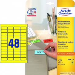 Etykiety AVERY ZWECKFORM usuwalne kolorowe A4, 20 ark./op., 45,7 x 21,2 mm, żółte