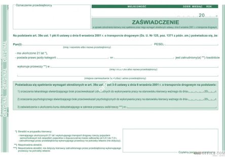 Zaświadczenie w sprawie zatrudnienia kierowcy MICHALCZYK I PROKOP A5 40 kartek