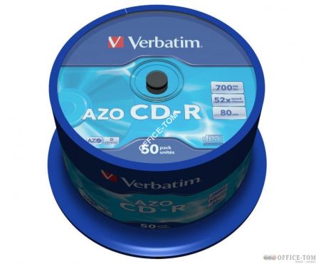 Płyta VERBATIM CD-R  cake box 50  700MB  52x  Crystal  DataLife+ AZO