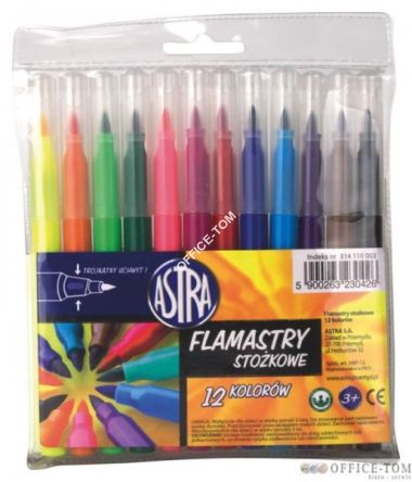 Flamastry stożkowe 12kol ASTRA