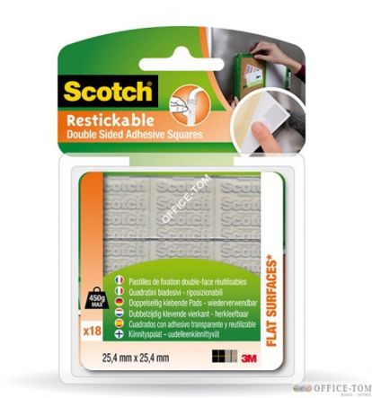 R100-EURO Taśma montażowa wielokrotnego użytku Scotch®, 18 sztuk, 24mm × 24mm