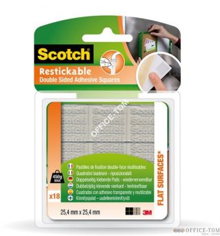 R100-EURO Taśma montażowa wielokrotnego użytku Scotch®, 18 sztuk, 24mm × 24mm