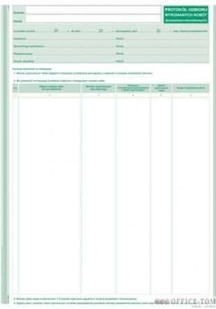 Protokół obrotu wykonanych robót MICHALCZYK I PROKOP A4 40 kartek