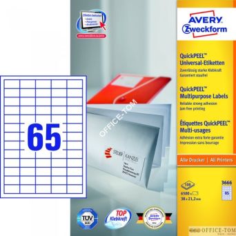 Trwałe Etykiety AVERY ZWECKFORM uniwersalne A4, 100 ark./op., 38 x 21,2 mm, białe