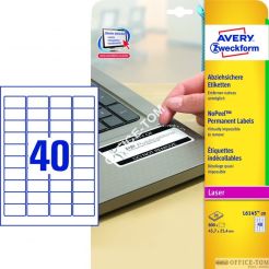 Etykiety AVERY ZWECKFORM NoPeel™ A4, 20 ark./op., 45,7 x 25,4 mm, białe