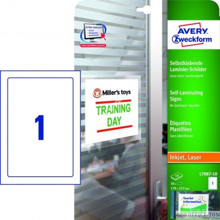 Znaki samolaminujące AVERY ZWECKFORM A4, 10 ark./op., 170 x 257 mm, białe, laminowane