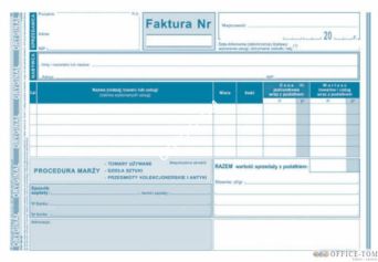 Faktura procedura marży towary używane, dzieła sztuki, przedmioty kolekcjonerskie i antyki, A5, (o+1k) MICHALCZYK I PROKOP
