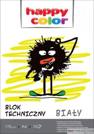 Blok techniczny biały 170g A4 HAPPY COLOR