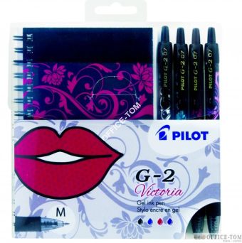 Długopis żelowy G2 VICTORIA 4 kolory + zeszyt zestaw PILOT