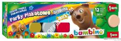 Farby plakatowe BAMBINO 12 kol. 20ml. + 1 farba cielista GRATIS