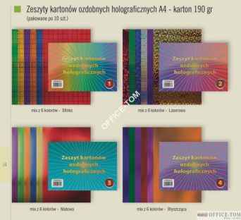 Zeszyt kartonów ozdobnych holograf.A4 190gr-3 CORMORAN *7795