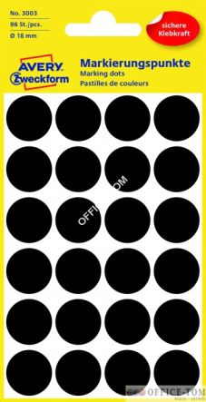 Kółka AVERY ZWECKFORM do zaznaczania kolorowe 96 etyk./op., Ø18 mm, czarne