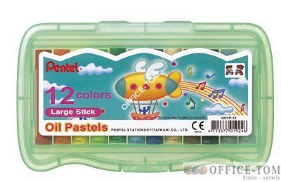 Pastele olejne PENTEL 12-kolorowe o grubszym przekroju w plastkowym opakowaniu