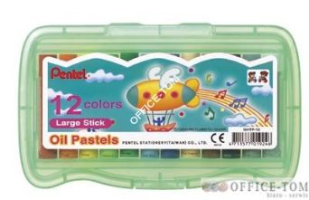 Pastele olejne PENTEL 12-kolorowe o grubszym przekroju w plastkowym opakowaniu