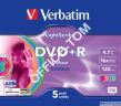 Płyta VERBATIM DVD+R  slim jewel case  4.7GB  16x  LightScribe  kolor - 7