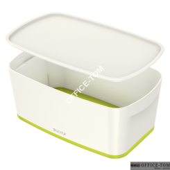 Pojemnik MyBOX mały z pokrywką biało-zielony Leitz