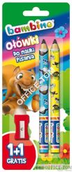 Ołówki do nauki pisania BAMBINO 1 + 1 gratis + temperówka - blister