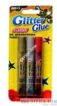Klej z brokatem AMOS GCL10B3 - 10,5ml x 3 kolory