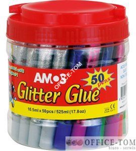 Klej z brokatem AMOS GCL10BK50 10,5mlx50kol 170-2220