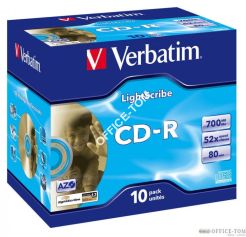 Płyta VERBATIM CD-R  jewel case  700MB  52x  LightScribe  DataLife+ AZO