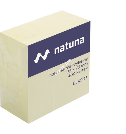 Bloczek samoprzylepny NATUNA 75x75mm 400 kartek żółty