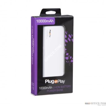 Power Bank PLUG & PLAY 10000MA 2xUSB niebieski/biały