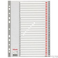 Przekładki plastikowe szare PP numeryczne A4 ESSELTE, 1-31