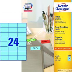 Etykiety AVERY ZWECKFORM trwałe kolorowe A4, 100 ark./op., 70 x 37 mm, niebieskie