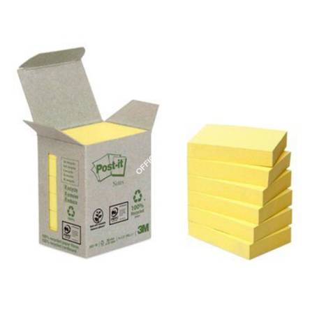 KARTECZKI SAMOPRZYLEPNE POST-IT® (653-1B), EKOLOGICZNE, 38X51MM, 6X100 KART., ŻÓŁTE