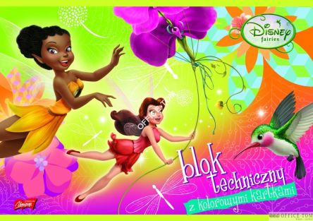 Blok techniczny A4, 10 kolorowych kartek DISNEY WRÓŻKI