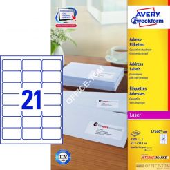 Etykiety AVERY ZWECKFORM adresowe białe A4, 100 ark./op., 63,5 x 38,1 mm, białe