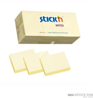 Notes samoprzylepny 38X51mm żółty pastele 12X100 kartek 12 notesów po 100 kartek STICK\'N
