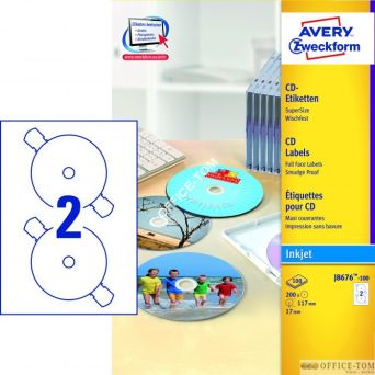 Etykiety AVERY ZWECKFORM na płyty CD A4, 100 ark./op., ø117 mm, powlekane