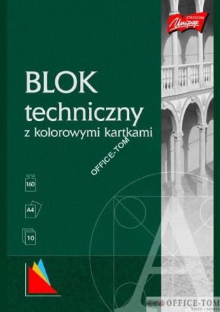 Blok techniczny z kolorowymi kartkami A4, 10k.