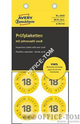 Etykiety inspekcyjne winylowe 2018 Ø30mm, 80szt. żółte 6940 Avery Zweckform