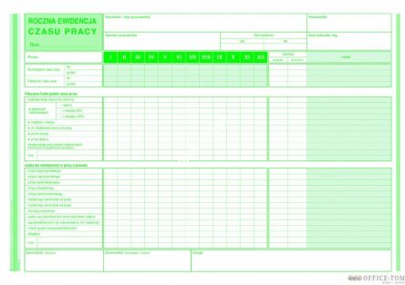 Roczna ewidencja czasu pracy MICHALCZYK I PROKOP A4 40 kartek