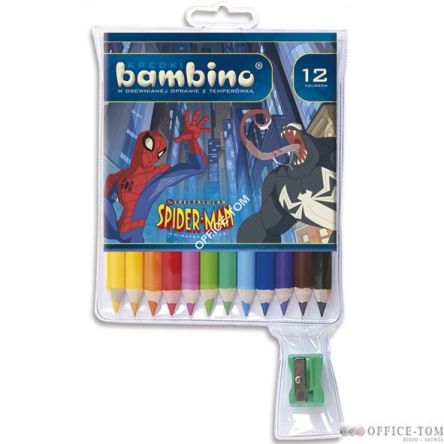 Kredki BAMBINO w oprawie drewnianej 12 kolorów + temperówka SPIDER-MAN MARVEL ST.MAJEWSKI