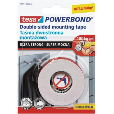 Taśma montażowa dwustronna 19mm x 1,5m Super mocna Powerbond 55791-00003-01, TESA