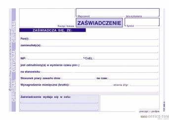 Zaświadczenie o zatrudnieniu MICHALCZYK I PROKOP A6 80 kartek