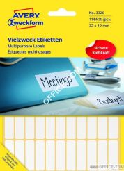 Białe miniEtykiety AVERY ZWECKFORM do opisywania ręcznego 1144 etyk./op., 32 x 10 mm, białe
