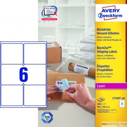 Etykiety AVERY ZWECKFORM wysyłkowe białe A4, 100 ark./op., 99,1 x 93,1 mm, białe