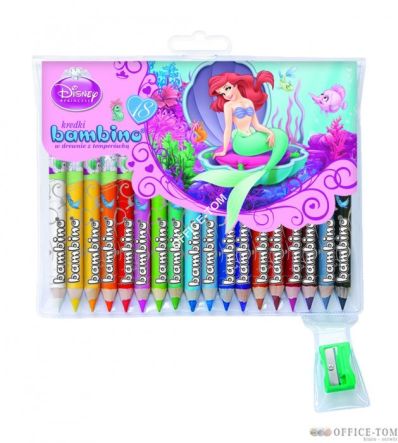Kredki BAMBINO w opr.drew. 18 kol. z nadrukiem + temperówka DISNEY KSIĘŻNICZKI St.Majewski