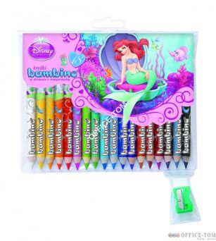 Kredki BAMBINO w opr.drew. 18 kol. z nadrukiem + temperówka DISNEY KSIĘŻNICZKI St.Majewski