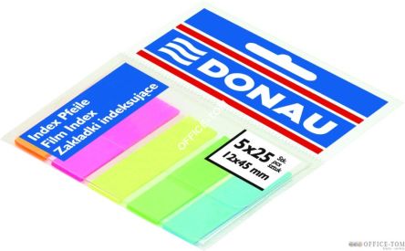 Zakladki samoprzylepne Donau. 45x12/25 5-kol. neon transparentne