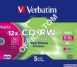 Płyta VERBATIM CD-RW  slim jewel case  700MB  12x  Colour - 7