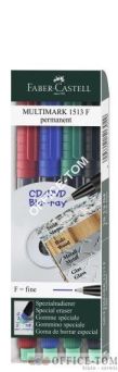 Foliopis Multimark z gumką OHP permanentny F 0,6  KPL 4 szt. FABER-CASTELL